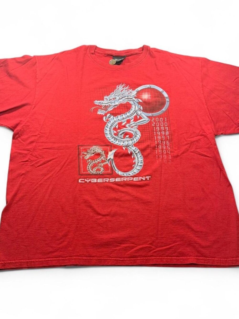 Vintage Y2K No Boundaries Cyberserpent Dragon Skater Boxy Baggy Anime Tee 2XL